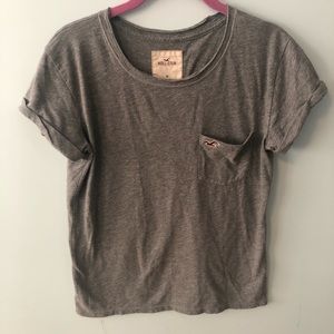 Hollister Short Sleeve Tee Shirt Gray with pocket